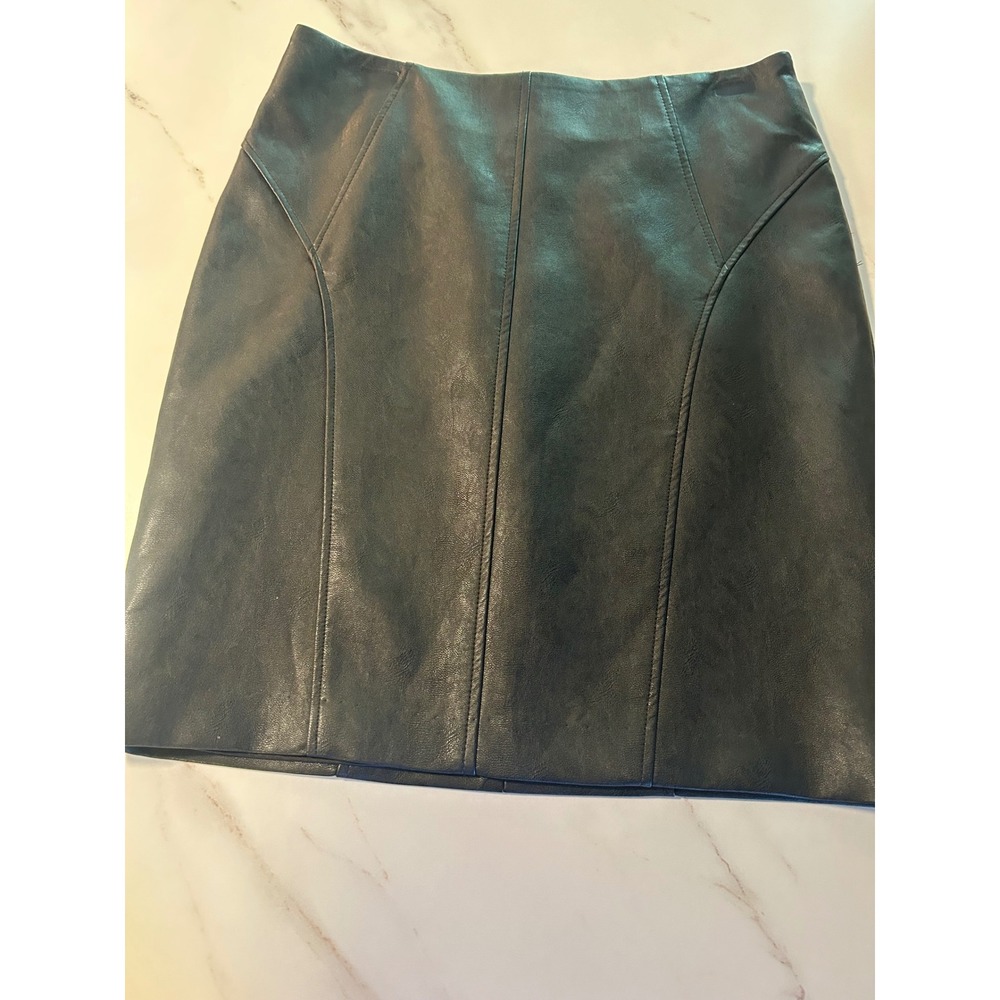 Cartise Black Faux Leather Mini Skirt Size 8 High Waisted Panelled Canada